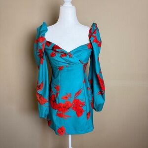 Lilyful Floral Mini Dress with Puff Sleeves